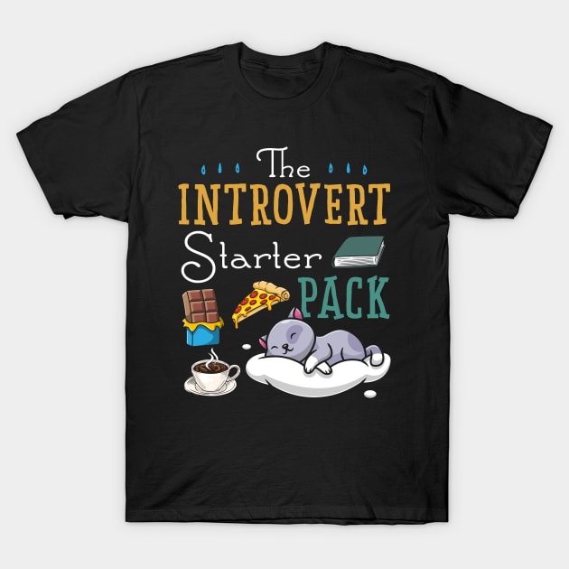 Introvert Shirt For Men Women The Introvert Starter Pack Book, Rain, Chocolate, Cat.. Gift For Women Men T-Shirt by paynegabriel